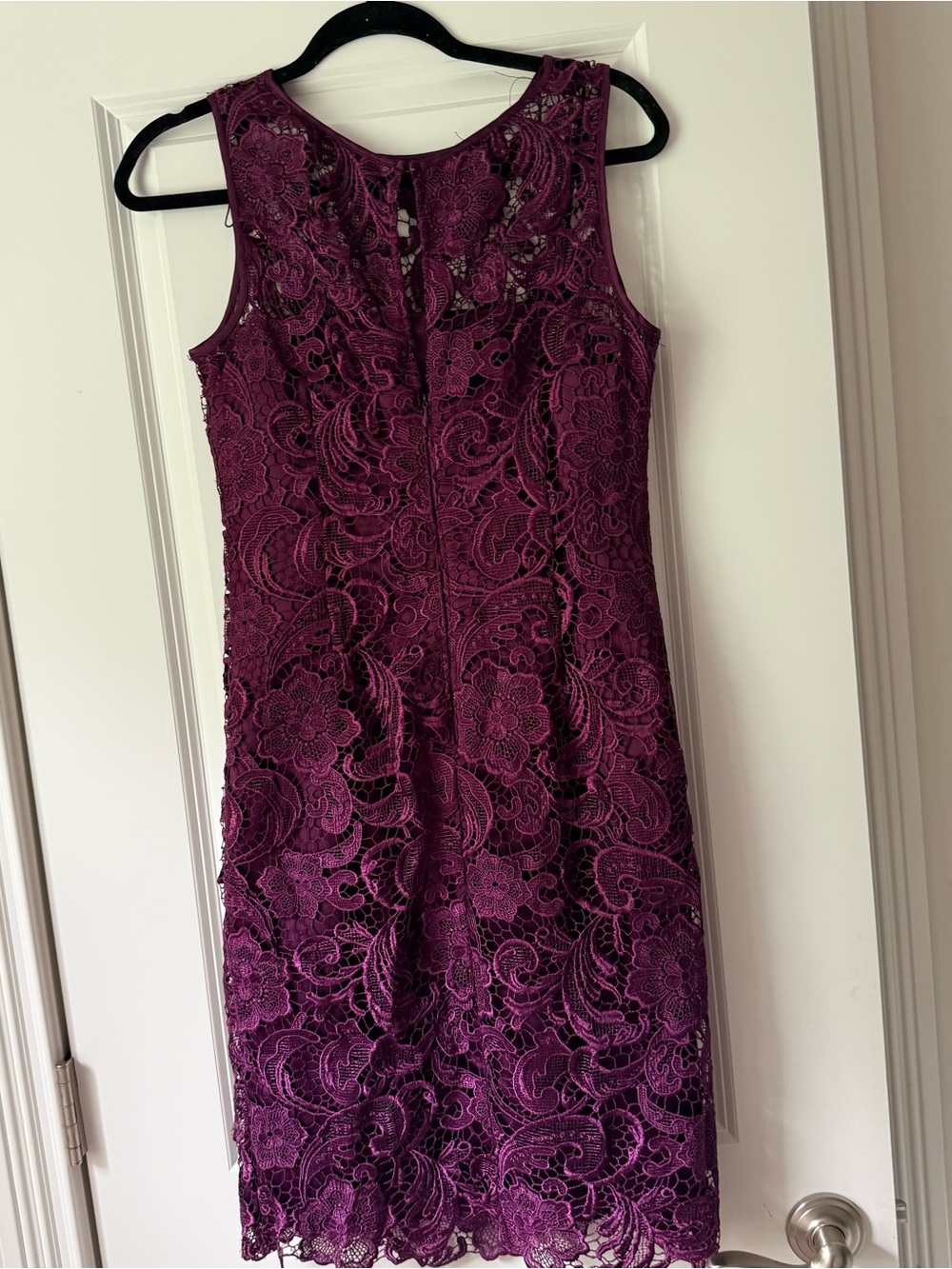 Adrianna Papell Plum Lace Midi Sheath Dress - Picture 2 of 6